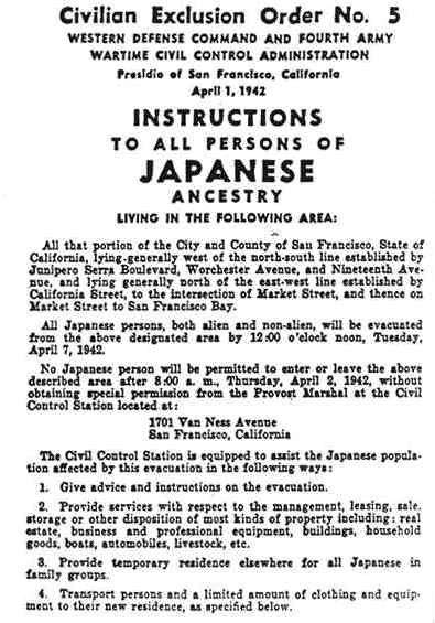 Civilian Exclusion Order No. 5 - Page 1