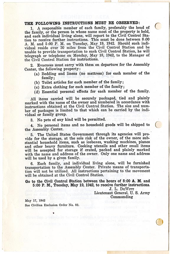 Civilian Exclusion Order No. 82 - Page 2